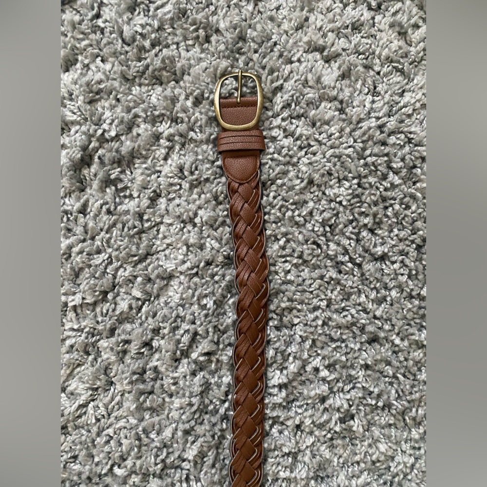 Braided Brown Belt with Gold Buckle